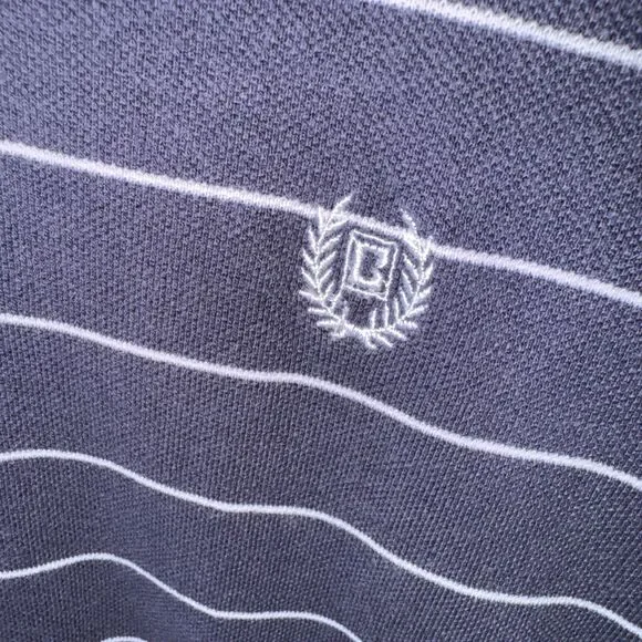 Chaps by Ralph Lauren Mens 2X Polo Shirt Blue Striped Short Sleeve Collared - Picture 3 of 7